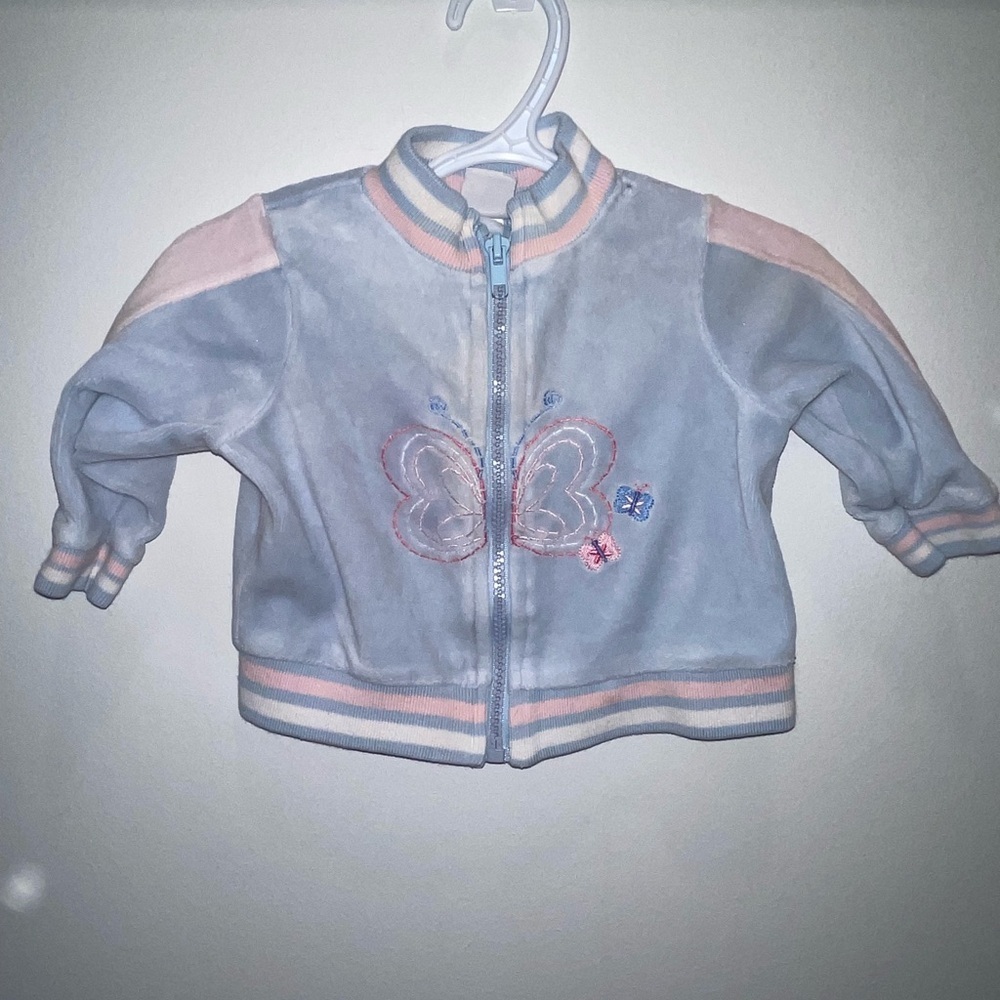 5/$15 Little Me Blue Butterfly Zip Sweater